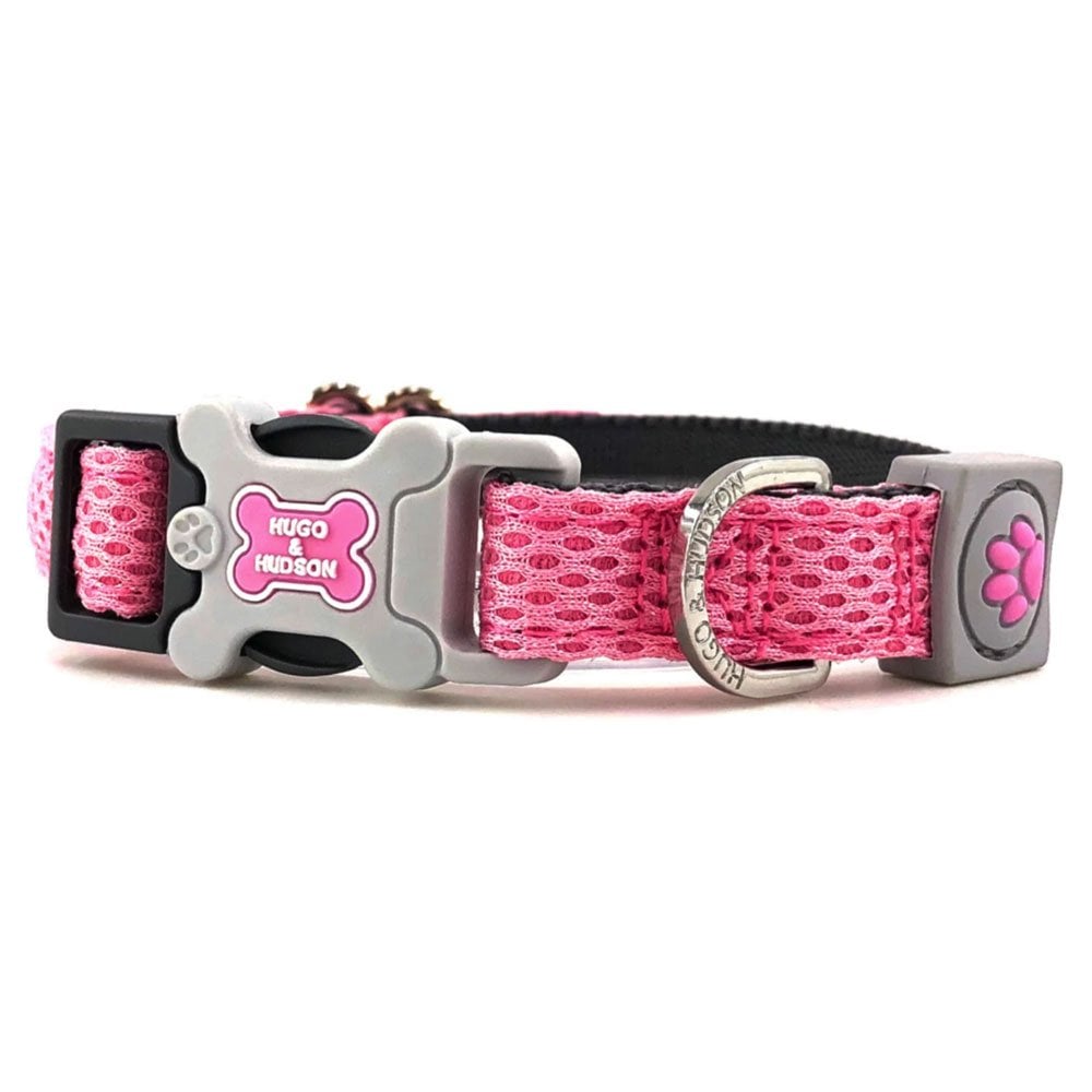 The Hugo & Hudson Mesh Dog Collar in Pink#Pink