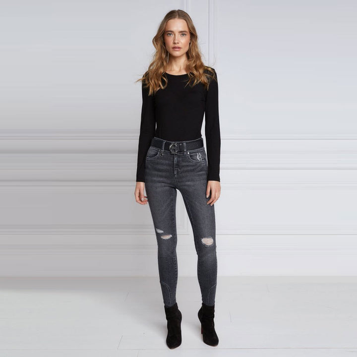 Holland Cooper Ladies Distressed Look Jodhpur Jean in Dark Grey#Dark Grey