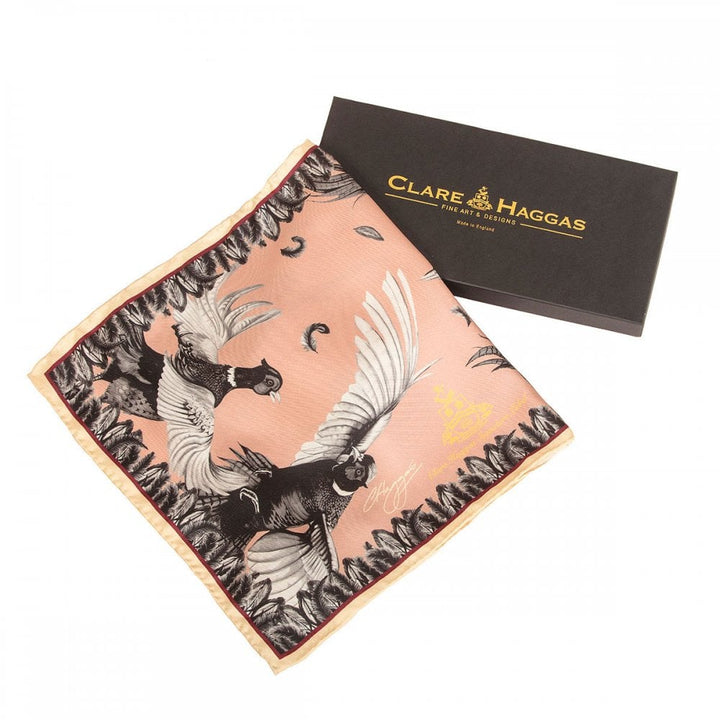 Clare Haggas Ladies Narrow Silk Turfwar Monochrome Scarf