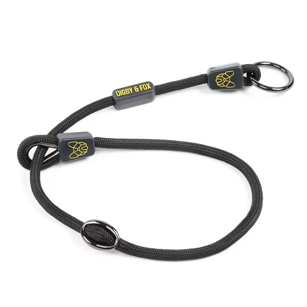 The Digby & Fox Rope Slip Dog Collar in Black#Black