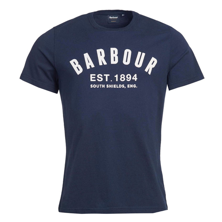 The Barbour Mens Essential Ridge Logo Tee in Navy#Navy