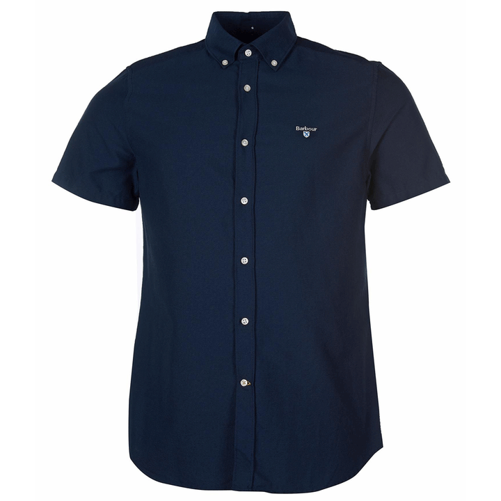 The Barbour Mens Oxford 3 Short Sleeve Tailored Shirt in Navy#Navy