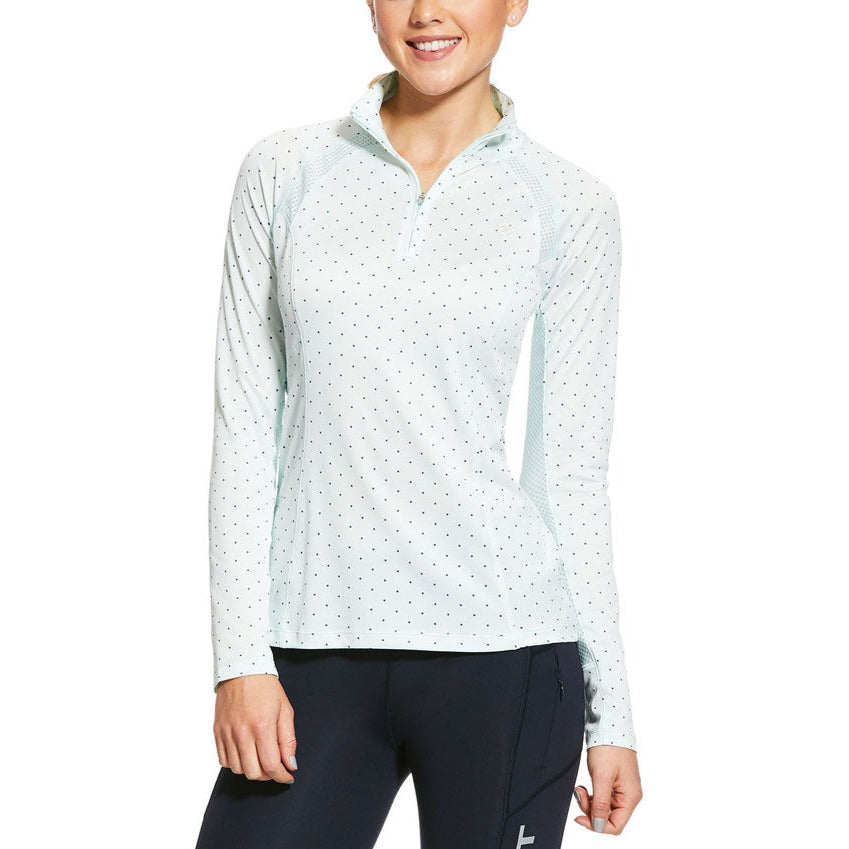 Ariat Ladies Sunstopper 1/4 Zip Baselayer in Light Blue#Light Blue