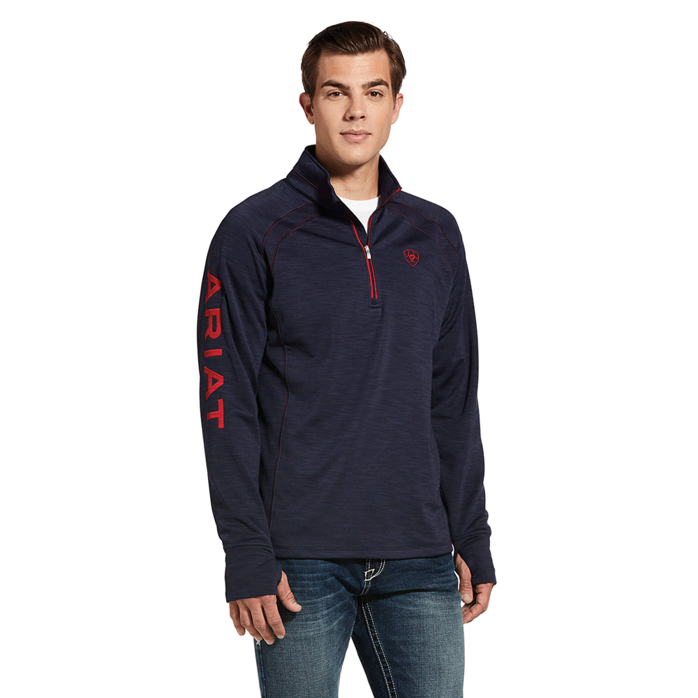 The Ariat Mens Team Tek 1/2 Zip Sweatshirt in Navy#Navy