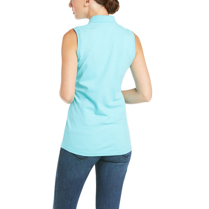 Ariat Ladies Prix 2.0 Sleeveless Polo#Light Blue