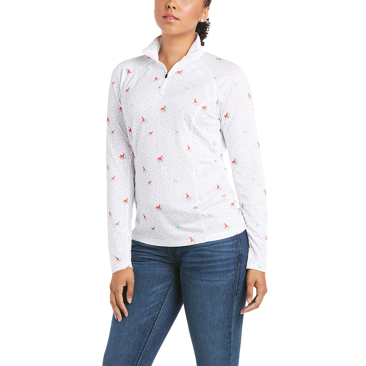 Ariat Ladies Sunstopper 1/4 Zip Baselayer in Print#Print