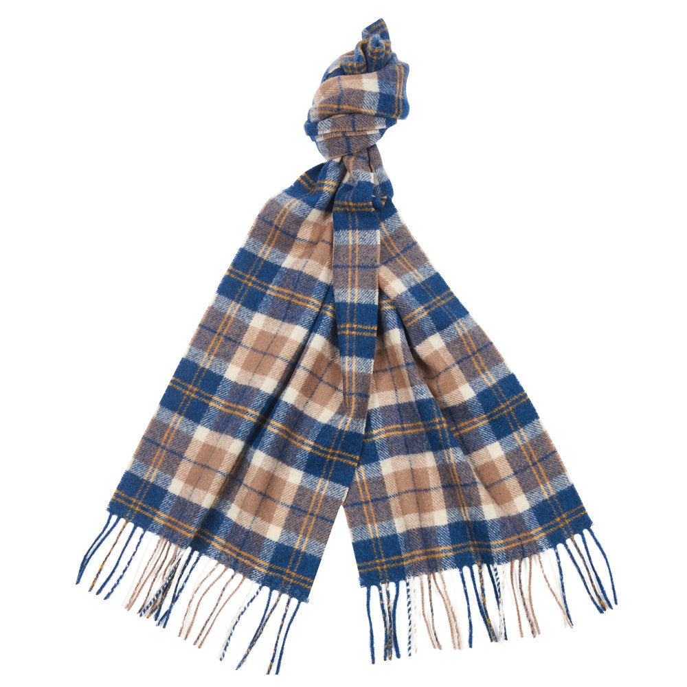 The Barbour Tartan Lambswool Scarf in Royal Blue#Royal Blue