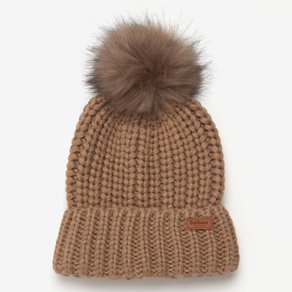 The Barbour Ladies Saltburn Beanie in Taupe#Taupe