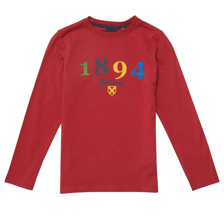 The Barbour Boys Kale 1894 Long Sleeve Tee in Red#Red