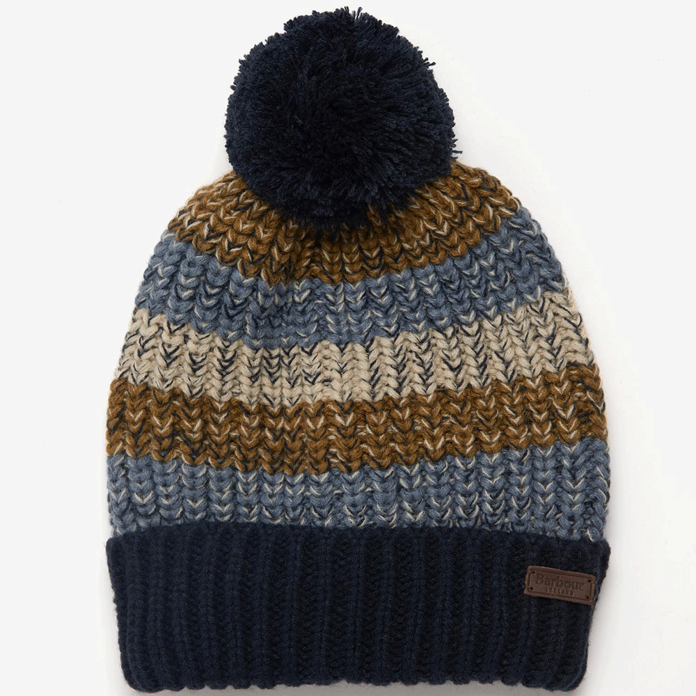 The Barbour Alderly Stripe Beanie in Navy#Navy