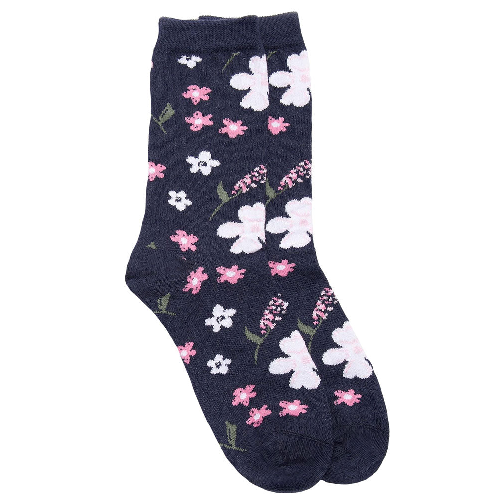 Barbour Ladies Ditsy Floral Socks#Navy