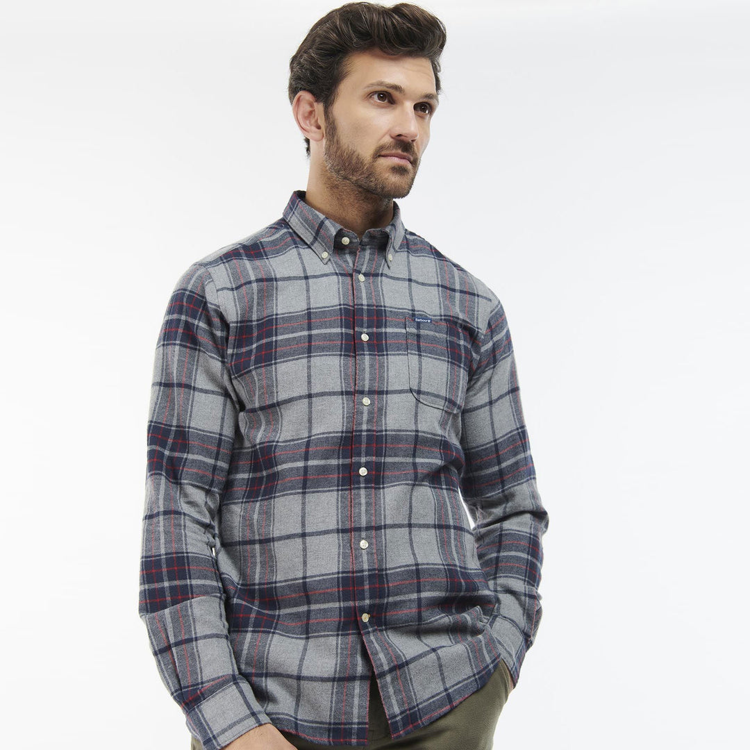 The Barbour Mens Carter Tailored Fit Shirt in Grey#Grey