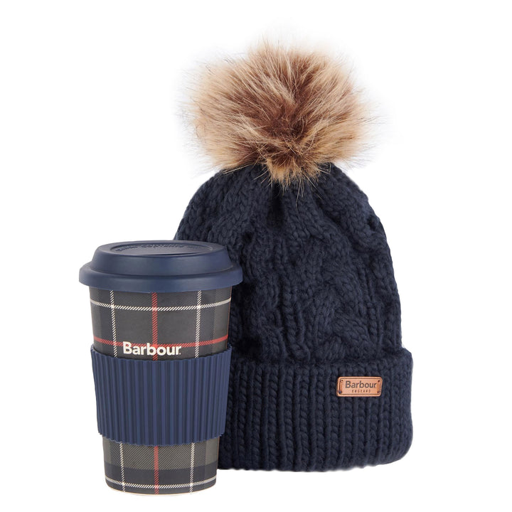 The Barbour Ladies Tartan Travel Mug / Beanie in Multi-Coloured#Multi-Coloured