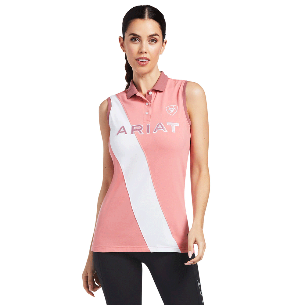 Ariat Ladies Taryn Sleeveless Polo in Peach#Peach