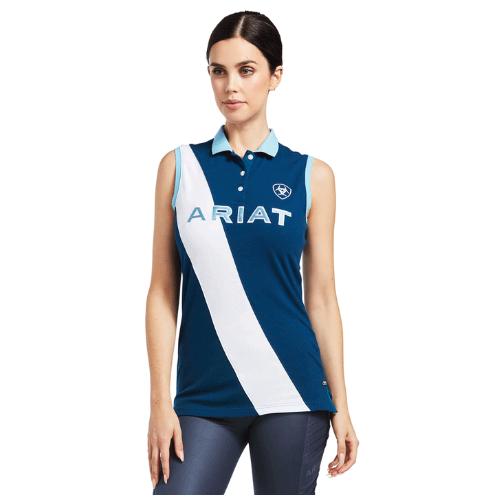 Ariat Ladies Taryn Sleeveless Polo in Light Blue#Light Blue