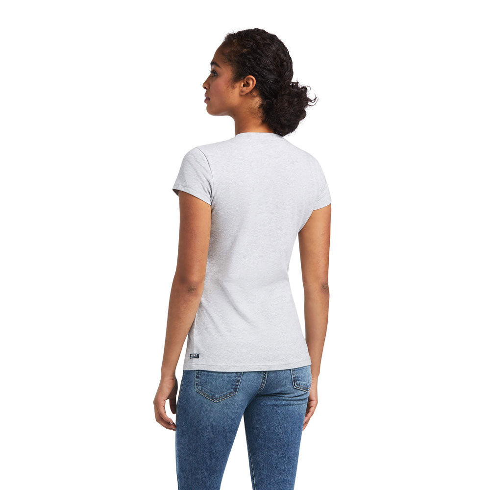 Ariat Ladies Vertical Logo Short Sleeve T-Shirt in Light Grey#Light Grey