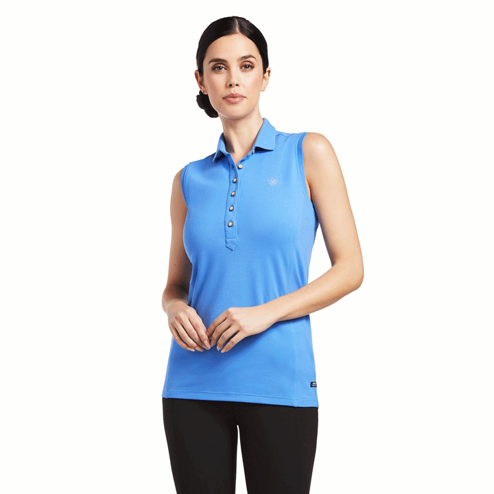 Ariat Ladies Prix 2.0 Sleeveless Polo in Blue#Blue