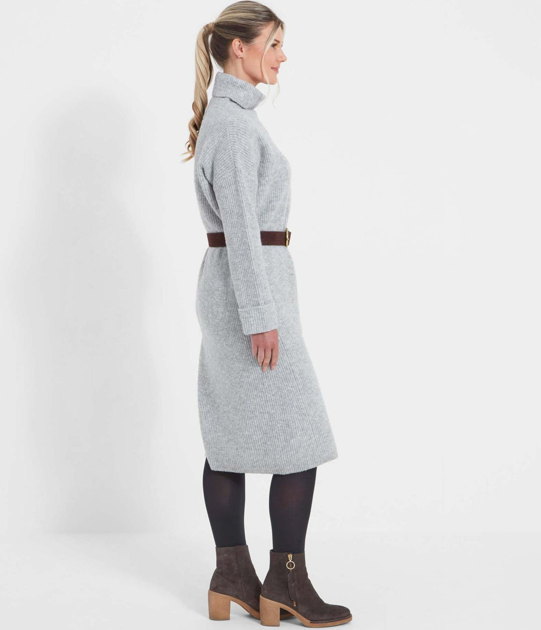 The Schoffel Ladies Thistle Knit Dress in Grey#Grey