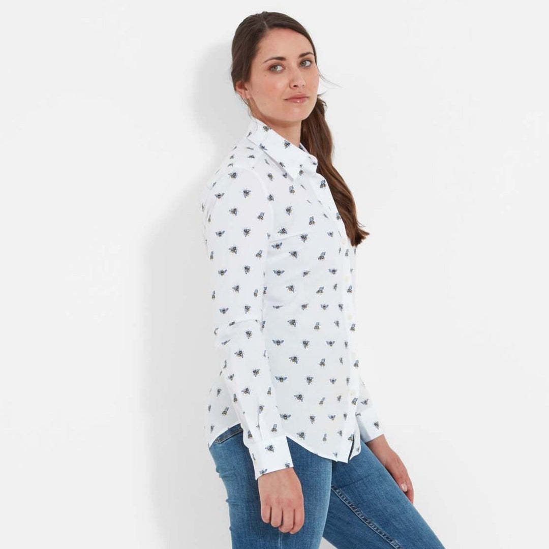 The Schoffel Ladies Bumble Bee Print Norfolk Shirt in White#White