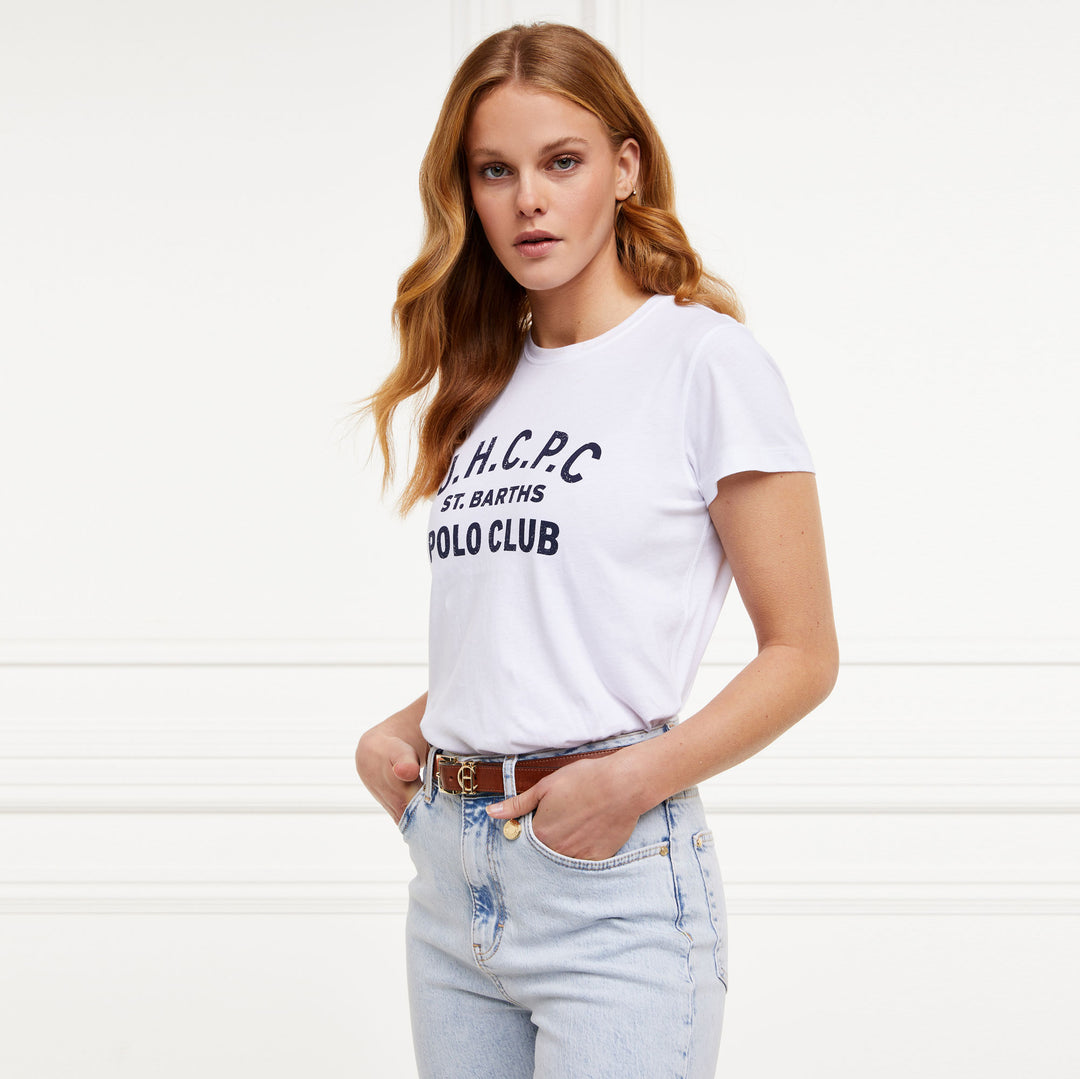 The Holland Cooper Ladies Polo Club Tee in White#White