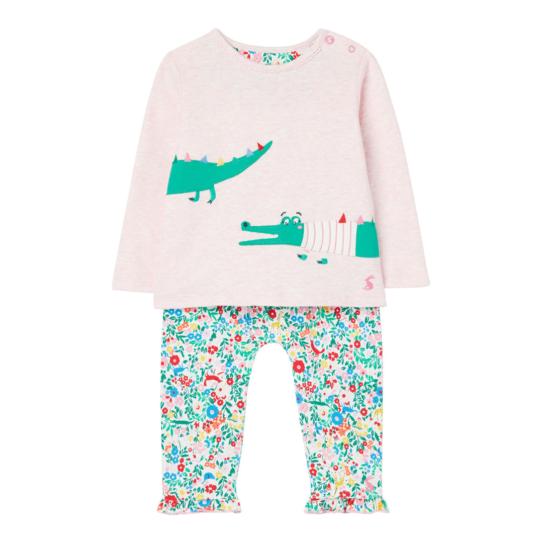 The Joules Baby Poppy Crocodile Organic Grown Cotton Set in Pink Print#Pink Print