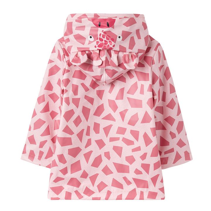 Joules Girls Riverside Pink Giraffe Showerproof Rubber Coat
