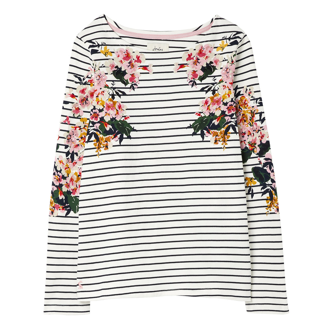 The Joules Ladies Harbour Print Long Sleeve Jersey Top in Two Tone