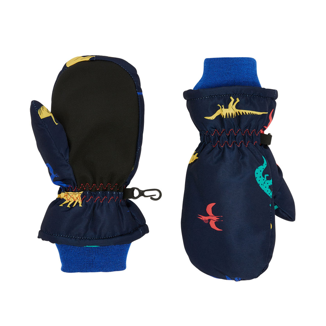 The Joules Boys Forager Showerproof Printed Ski Mitten in Navy Print#Navy Print