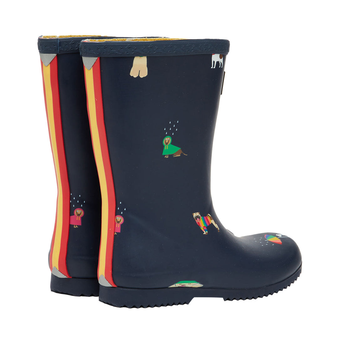 Joules Girls Junior Multi Dogs Roll Up Flexible Printed Welly
