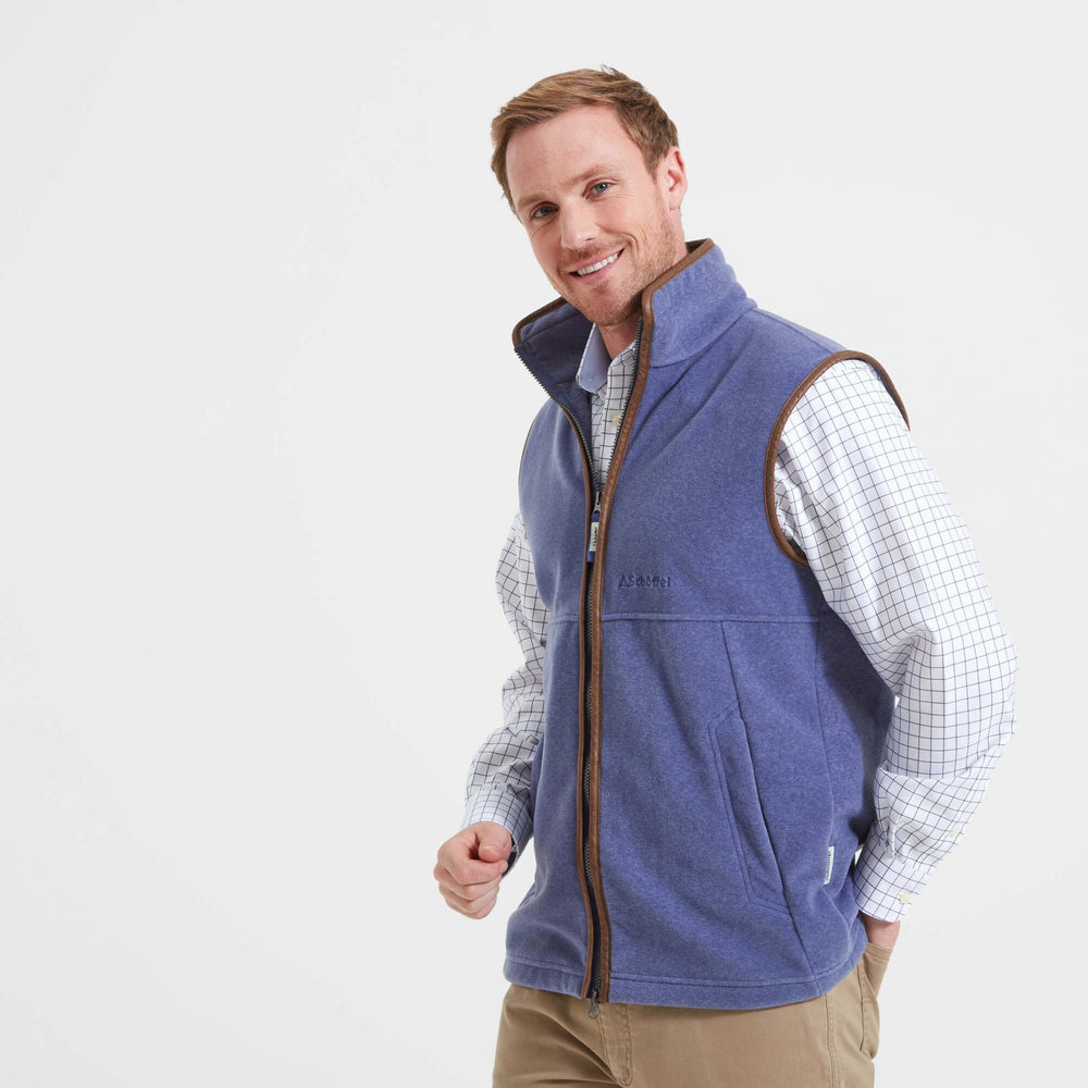 The Schoffel Mens Oakham Fleece Gilet in Stone Blue#Stone Blue