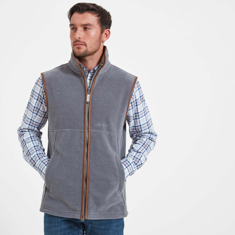 The Schoffel Mens Oakham Fleece Gilet in Pewter#Pewter