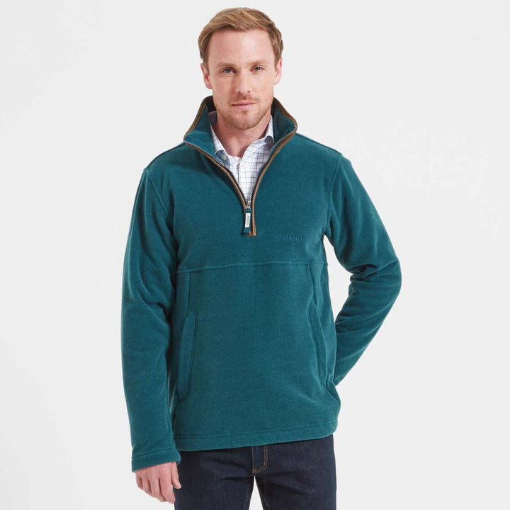 Schoffel Mens Berkeley 1/4 Zip Fleece in Dark Teal#Dark Teal