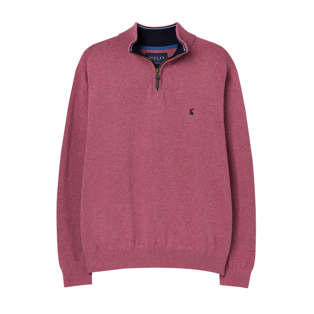 The Joules Mens Hillside 1/4 Zip Funnel Neck Jumper in Purple Print