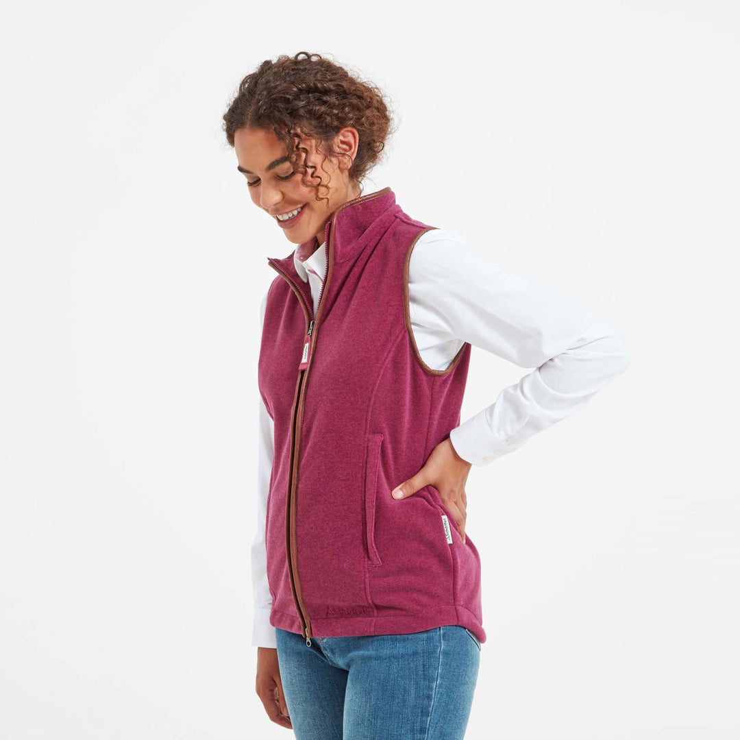 The Schoffel Ladies Lyndon Fleece Gilet in Mulberry#Mulberry