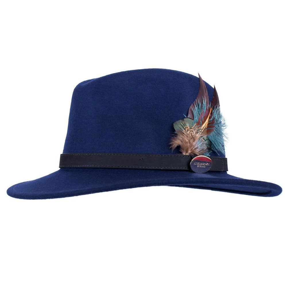 Hicks & Brown Suffolk Fedora with Classic Mixed Feathers