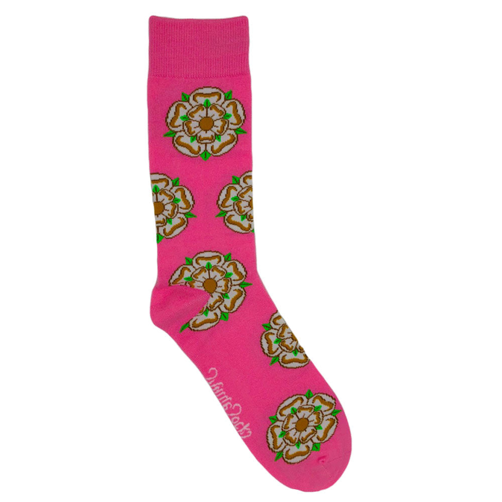 The Shuttle Socks Ladies Yorkshire Rose Socks in Pink#Pink