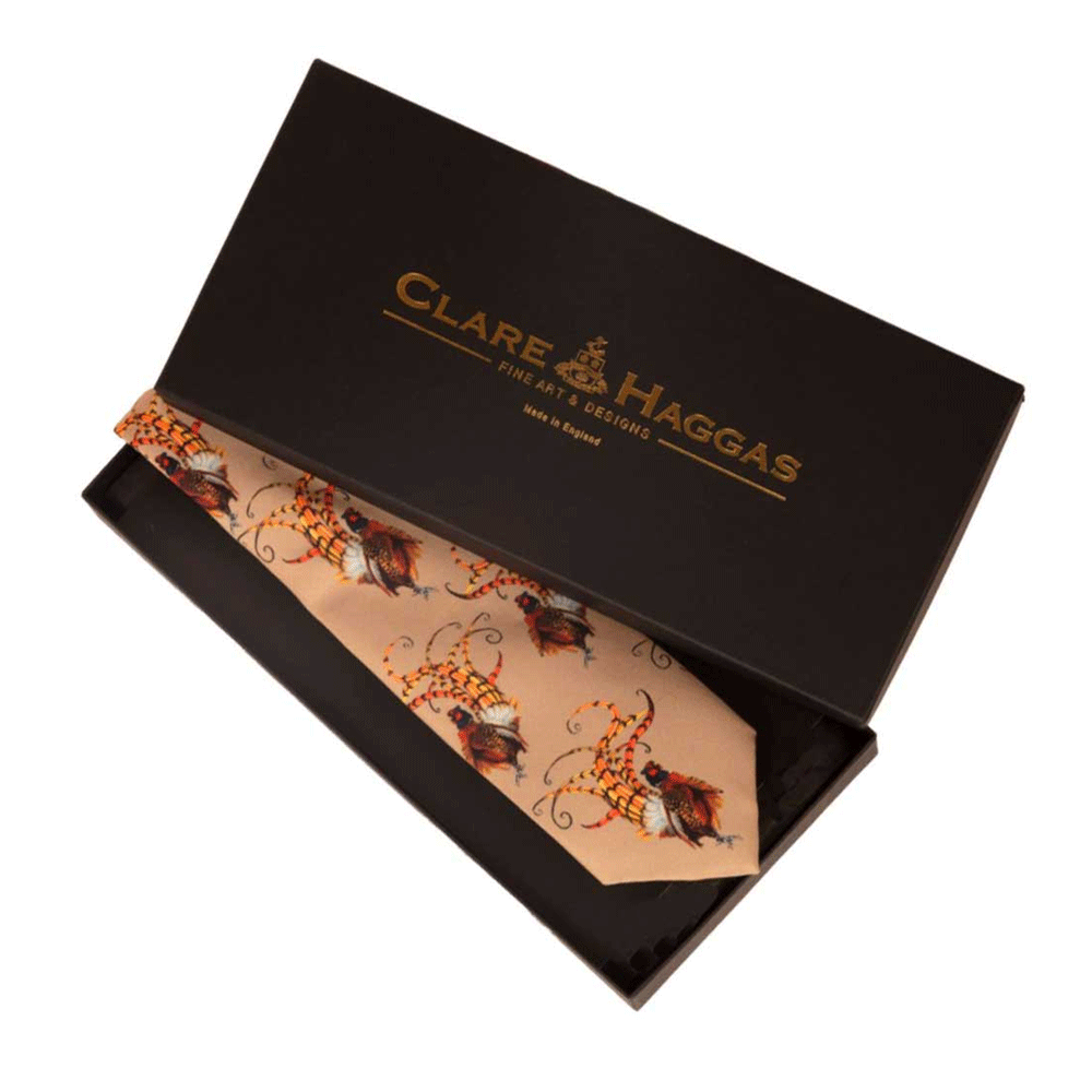 The Clare Haggas Mens Bruce Silk Tie in Gold#Gold