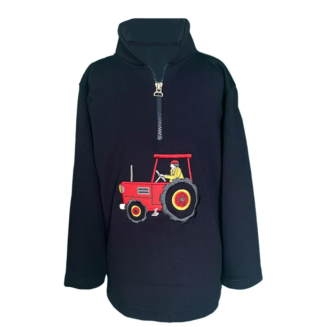 The Ramblers Childs Red Tractor Zip Neck Sweatshirt in Navy#Navy