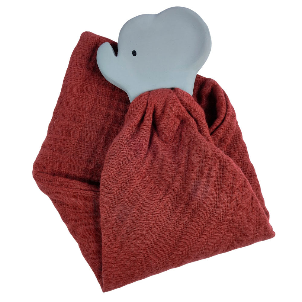 Tikiri Elephant Comforter with Natural Rubber Teether