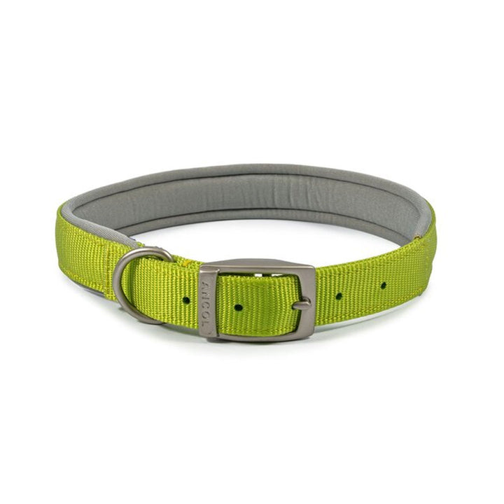 The Ancol Viva Padded Buckle Dog Collar in Lime#Lime