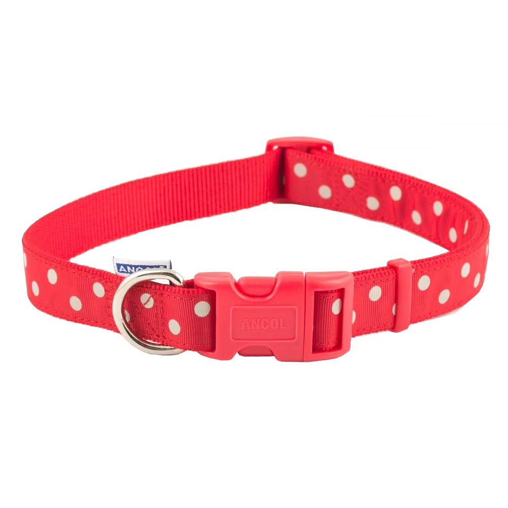 The Ancol Vintage Polka Dot Collar in Red#Red