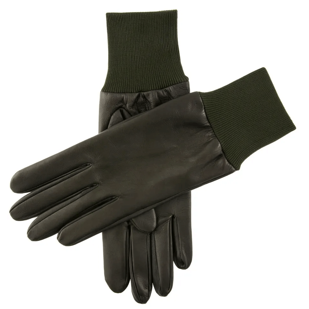 The Dents Mens Royale Leather Shooting Gloves in Olive#Olive