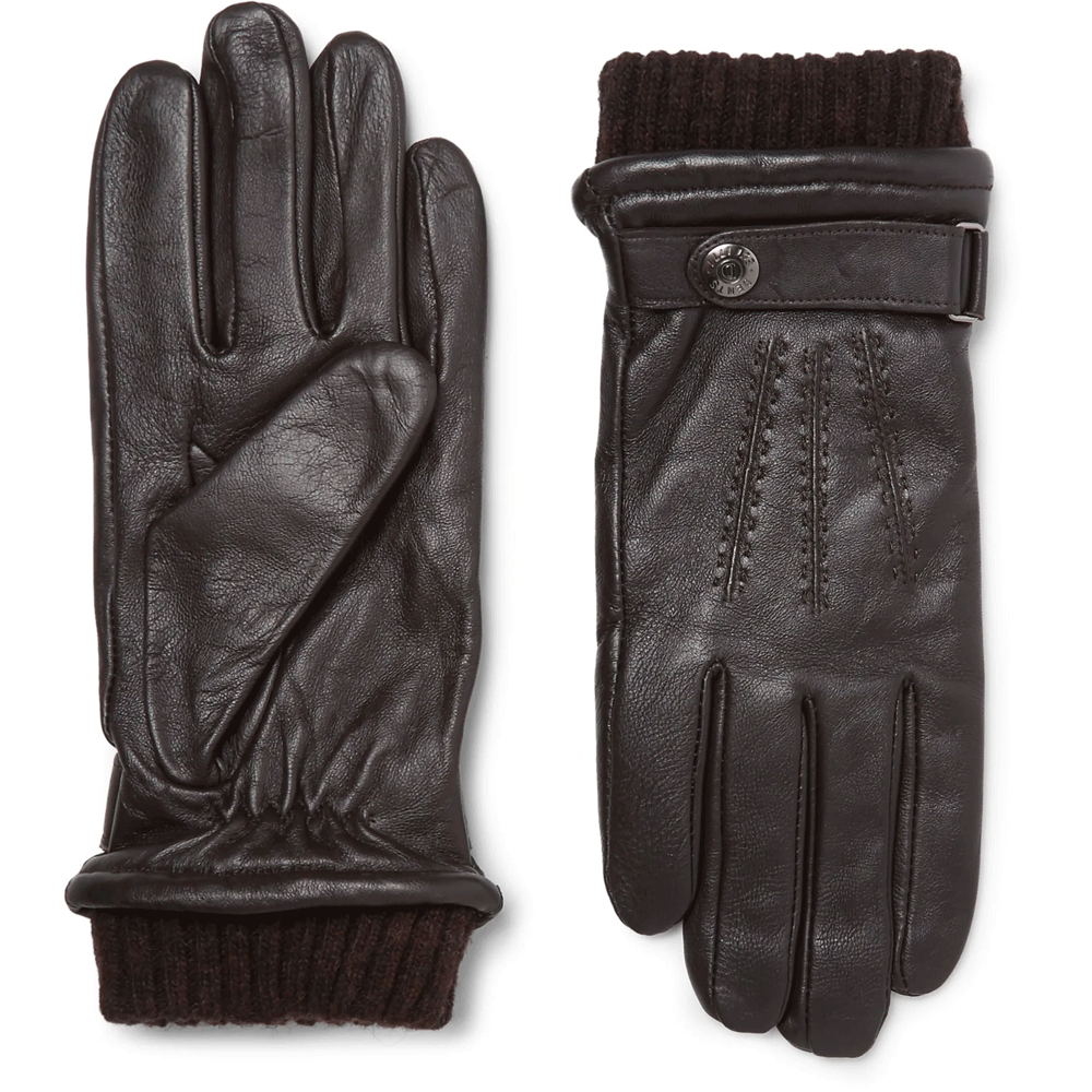 The Dents Mens Henley Leather Gloves in Brown#Brown