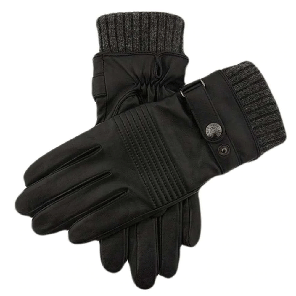 The Dents Mens Sherston Leather Gloves in Black#Black