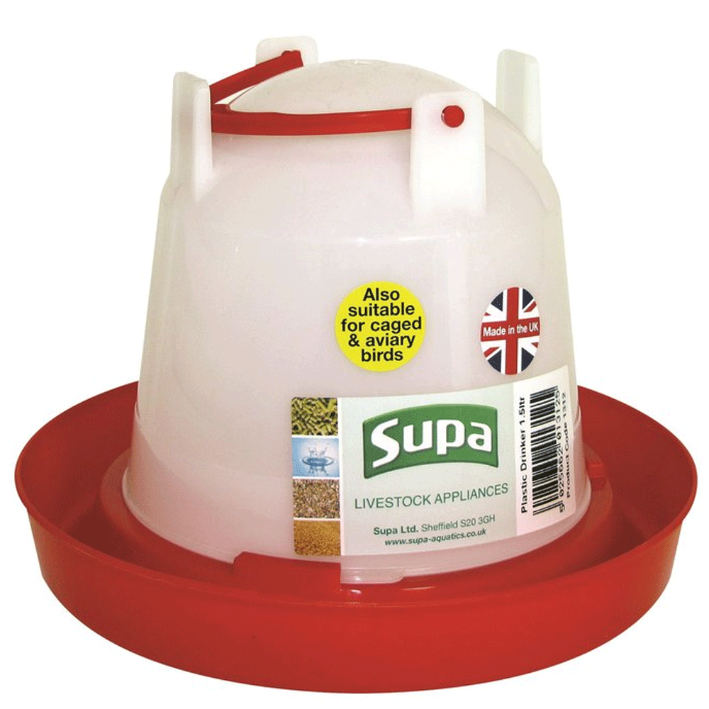 Supa Red & White Poultry Drinker 1.5L