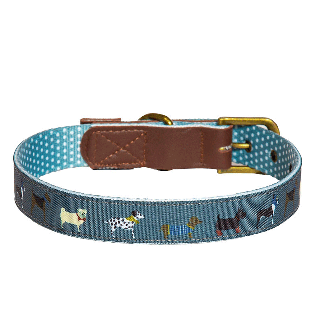 The FatFace Marching Dogs Collar in Blue Print#Blue Print