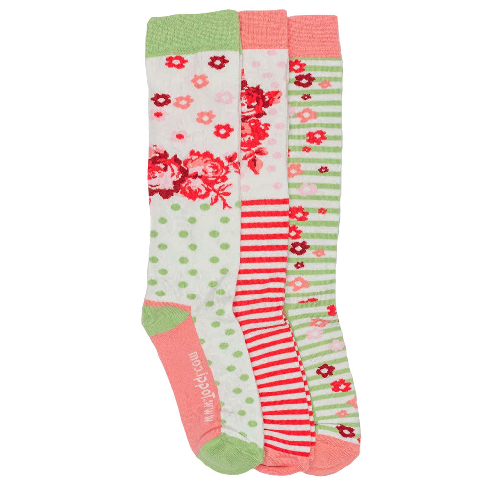 The Toggi Ladies Floral 3 Pack Socks in Green#Green