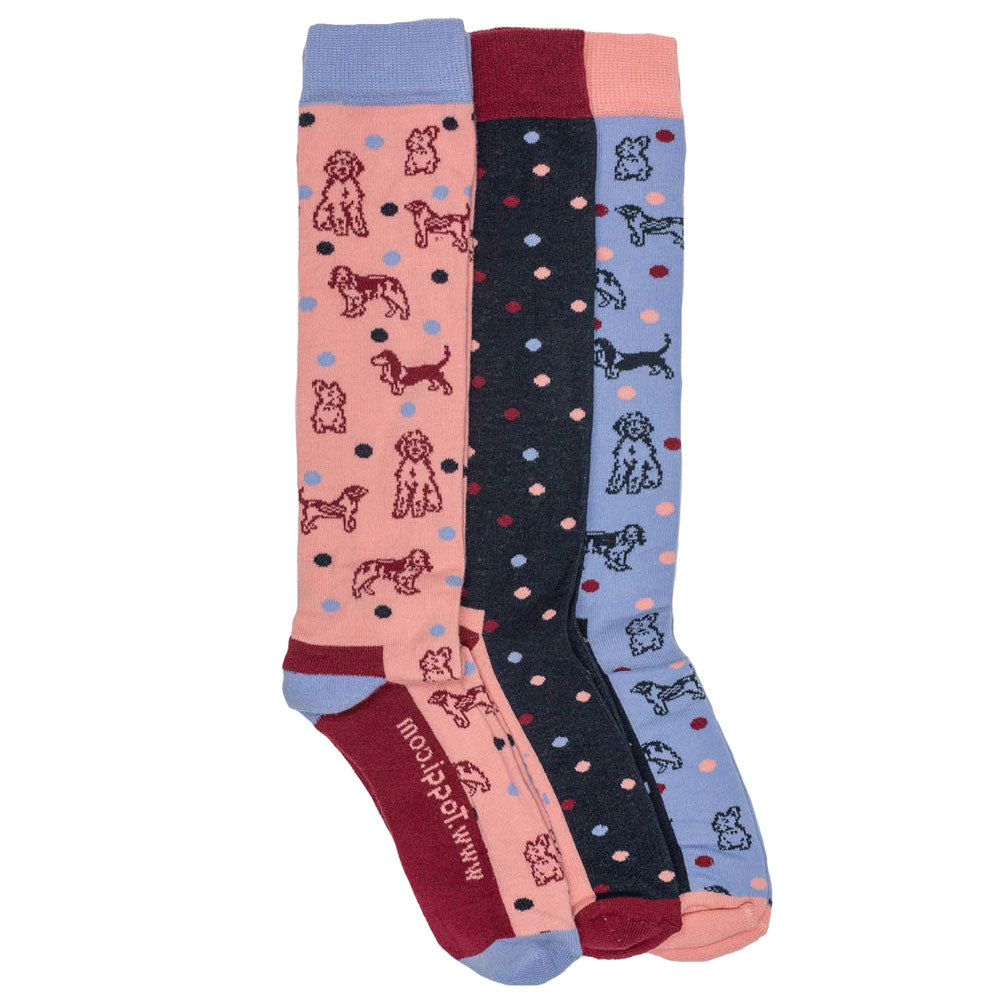The Toggi Ladies Multi Dog 3 Pack Socks in Navy#Navy