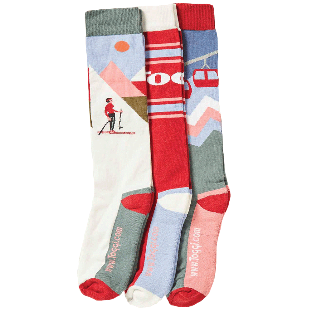 The Toggi Retro Ski Socks - 3 Pack in Multi-Coloured#Multi-Coloured