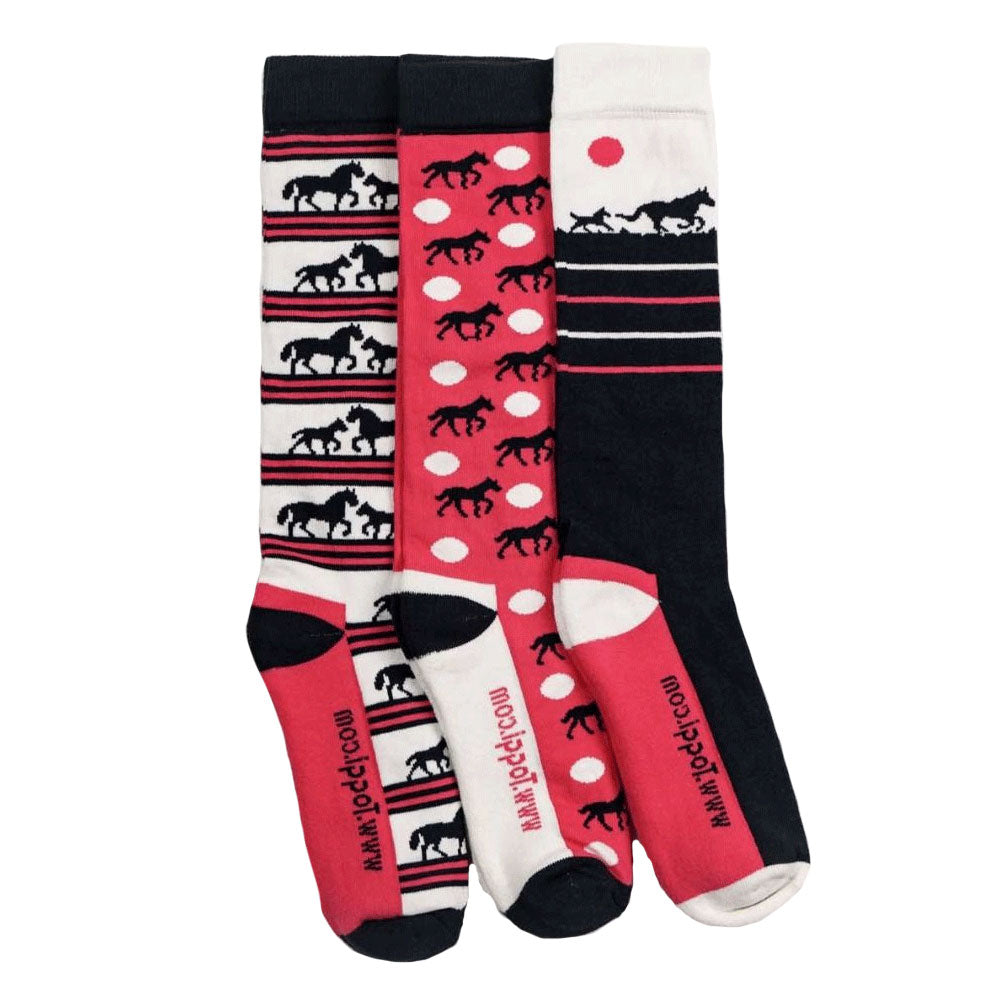 The Toggi Ladies Horse & Foal 3 Pack Socks in White#White